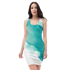 Turquoise Watercolor - Printed Dress