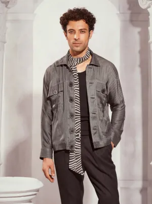 Tweed print satin bomber jacket
