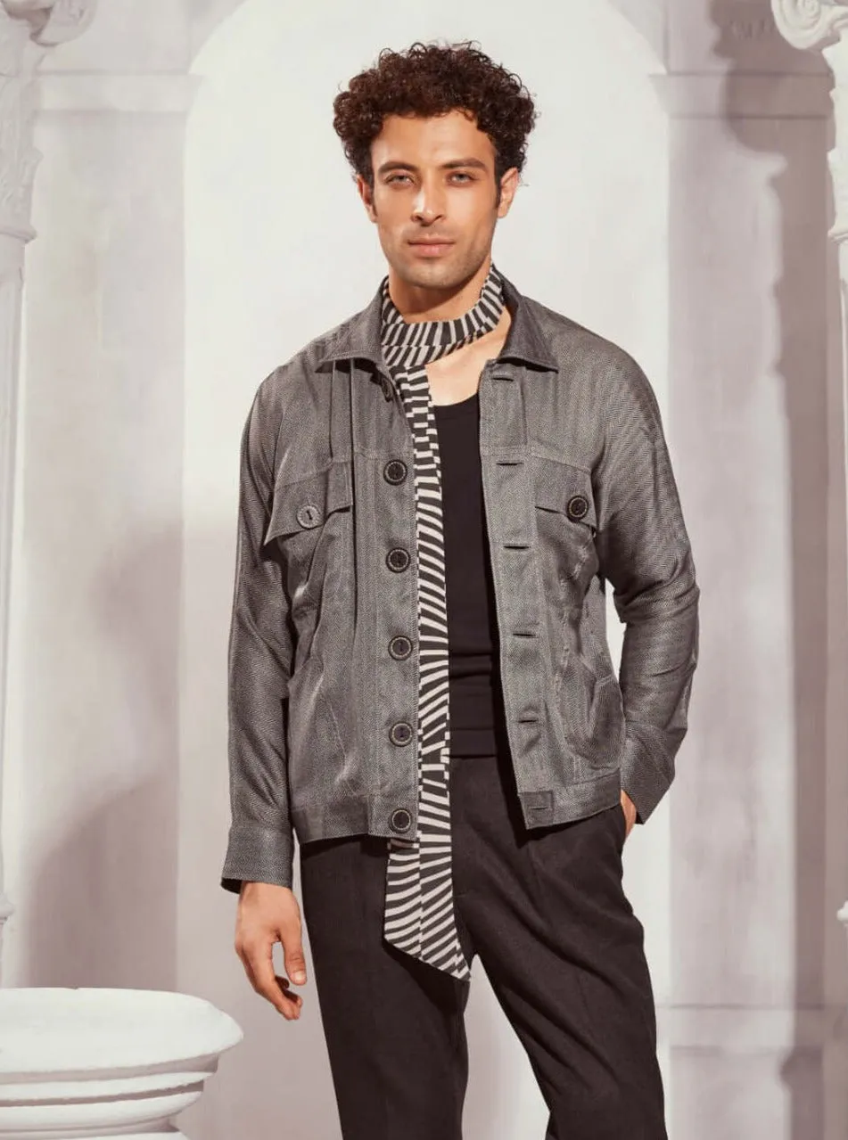 Tweed print satin bomber jacket