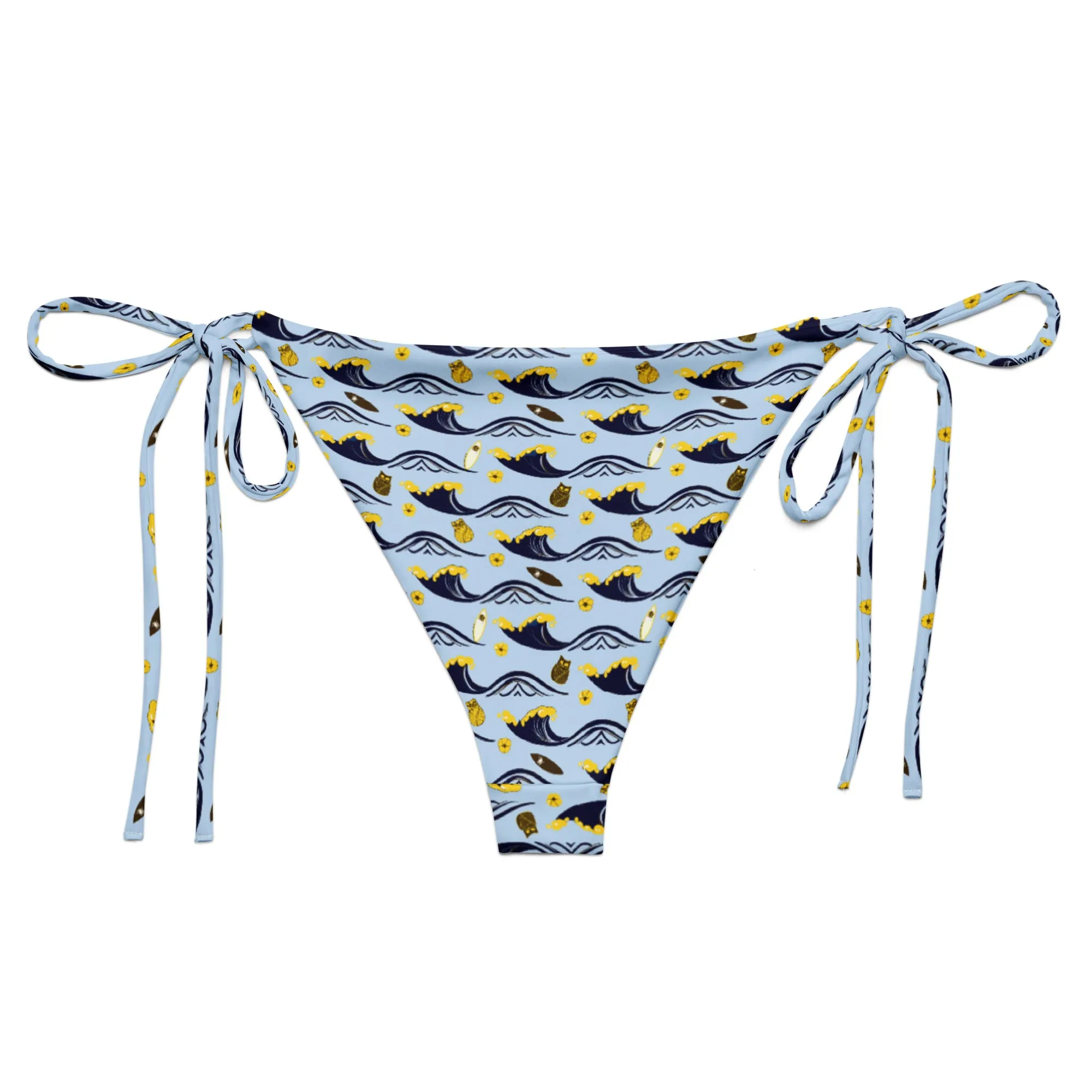 Twilight Owl All-Over Print Recycled String Bikini Bottom – Eco-Friendly Swimwear for Bold Nature Lovers