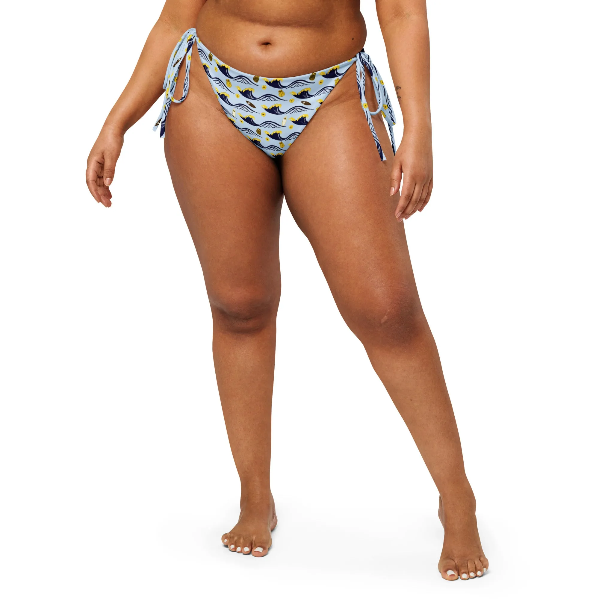 Twilight Owl All-Over Print Recycled String Bikini Bottom – Eco-Friendly Swimwear for Bold Nature Lovers