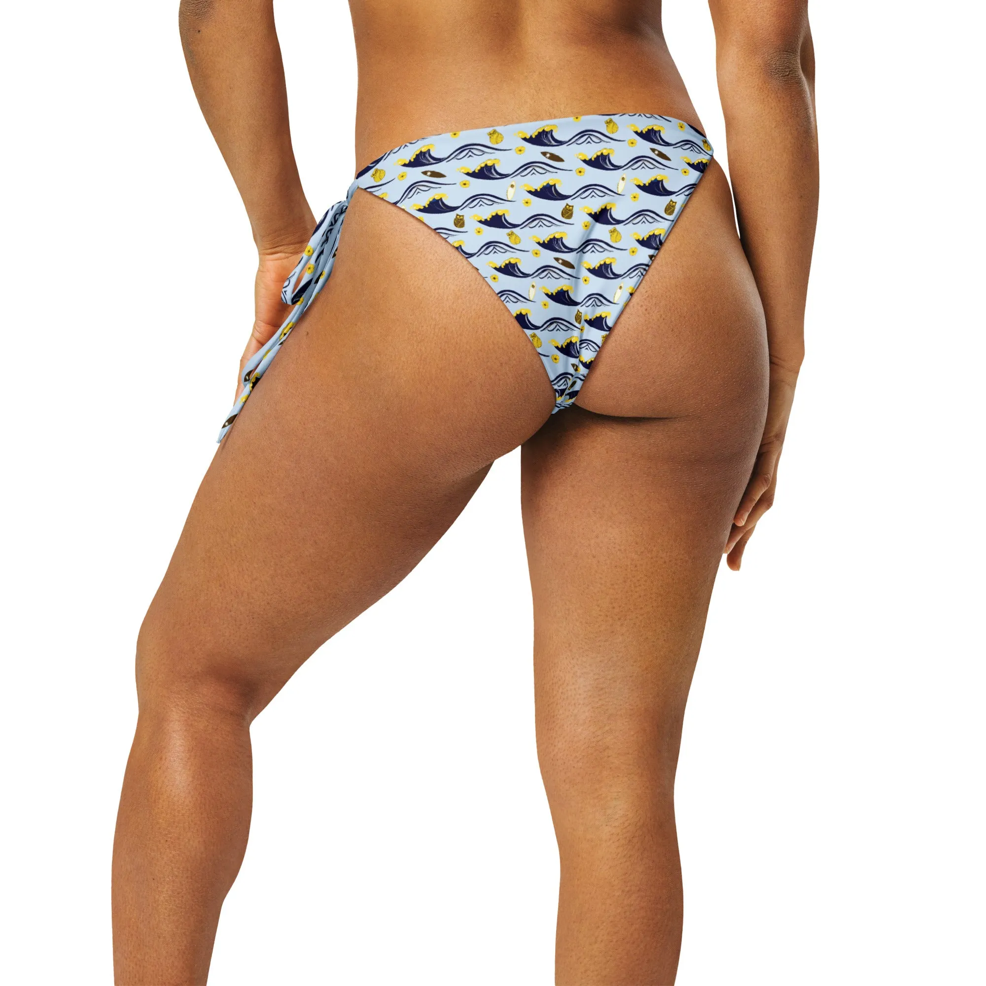 Twilight Owl All-Over Print Recycled String Bikini Bottom – Eco-Friendly Swimwear for Bold Nature Lovers