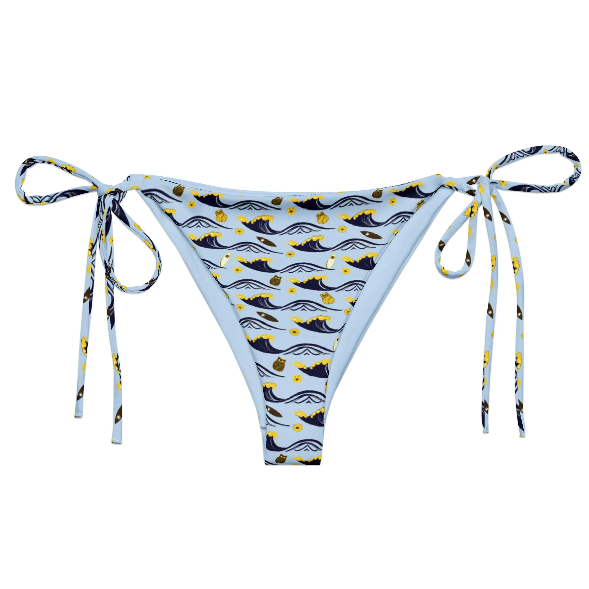 Twilight Owl All-Over Print Recycled String Bikini Bottom – Eco-Friendly Swimwear for Bold Nature Lovers