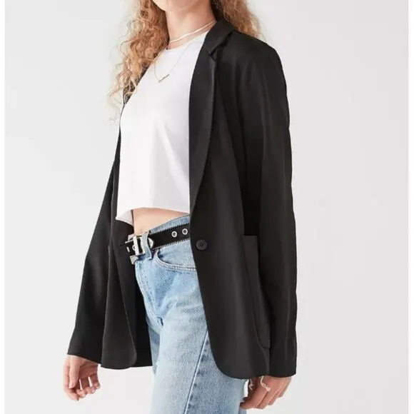 Urban Outfitters UO solid black classic button front blazer