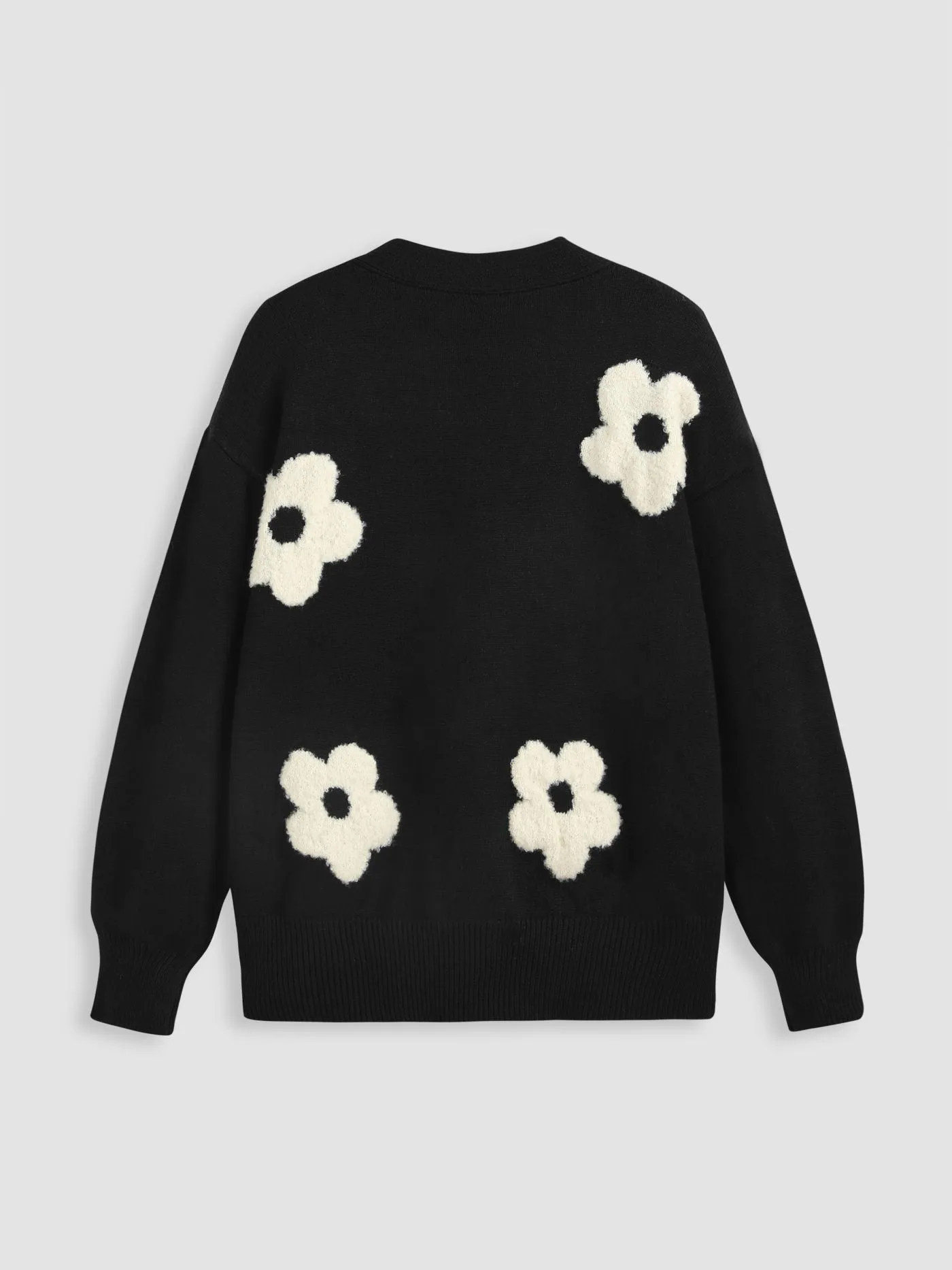 V-neck Graphic Floral Button Cardigan