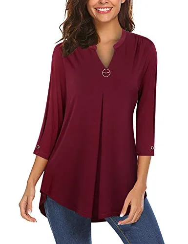 VALOLIA Workout Shirts for Women, Moisture Wicking Quick Dry Active Athletic Women's Gym Performance T Shirts(Red Small)