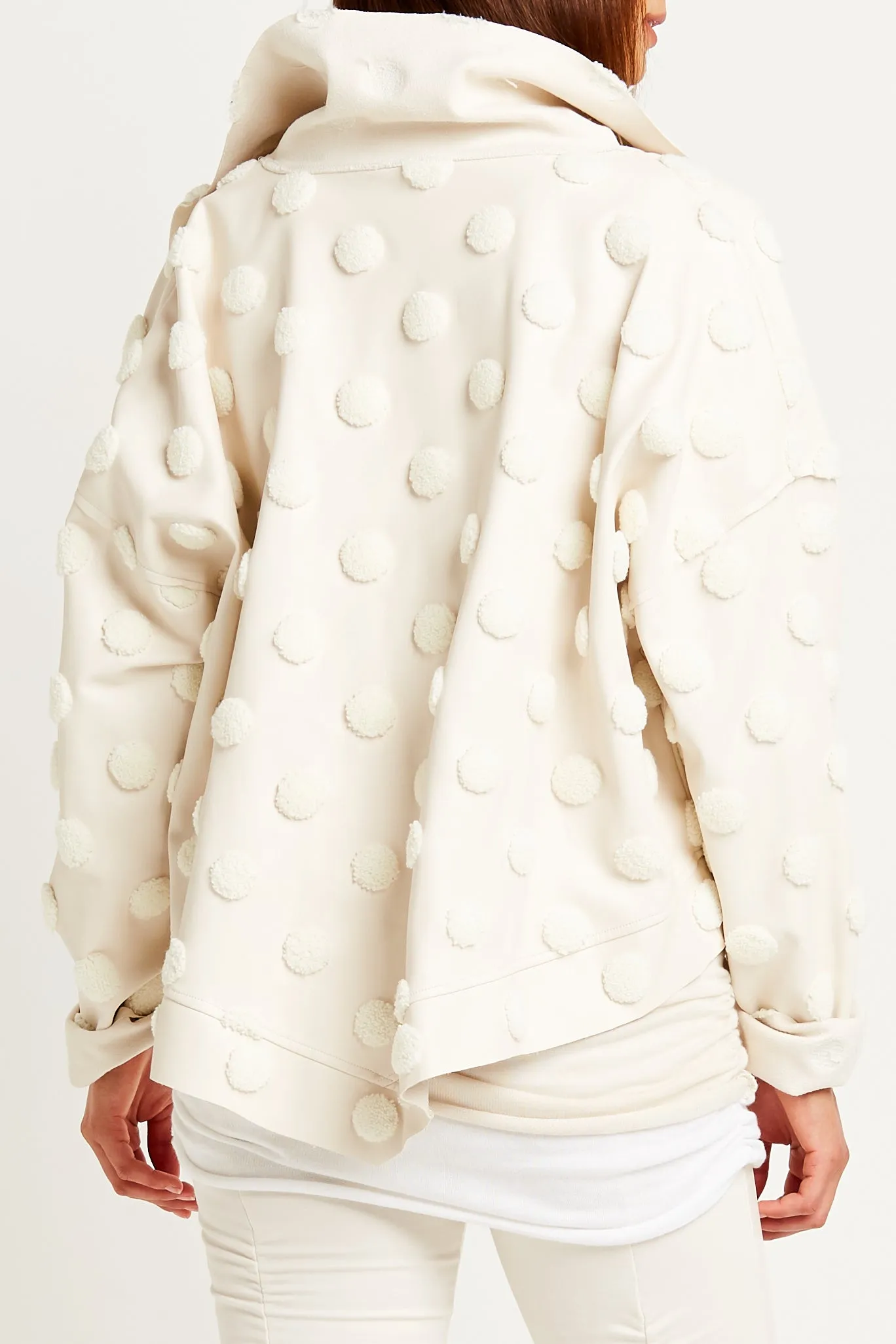 Vegan Leather Cropped Asymmetrical Dots Jacket