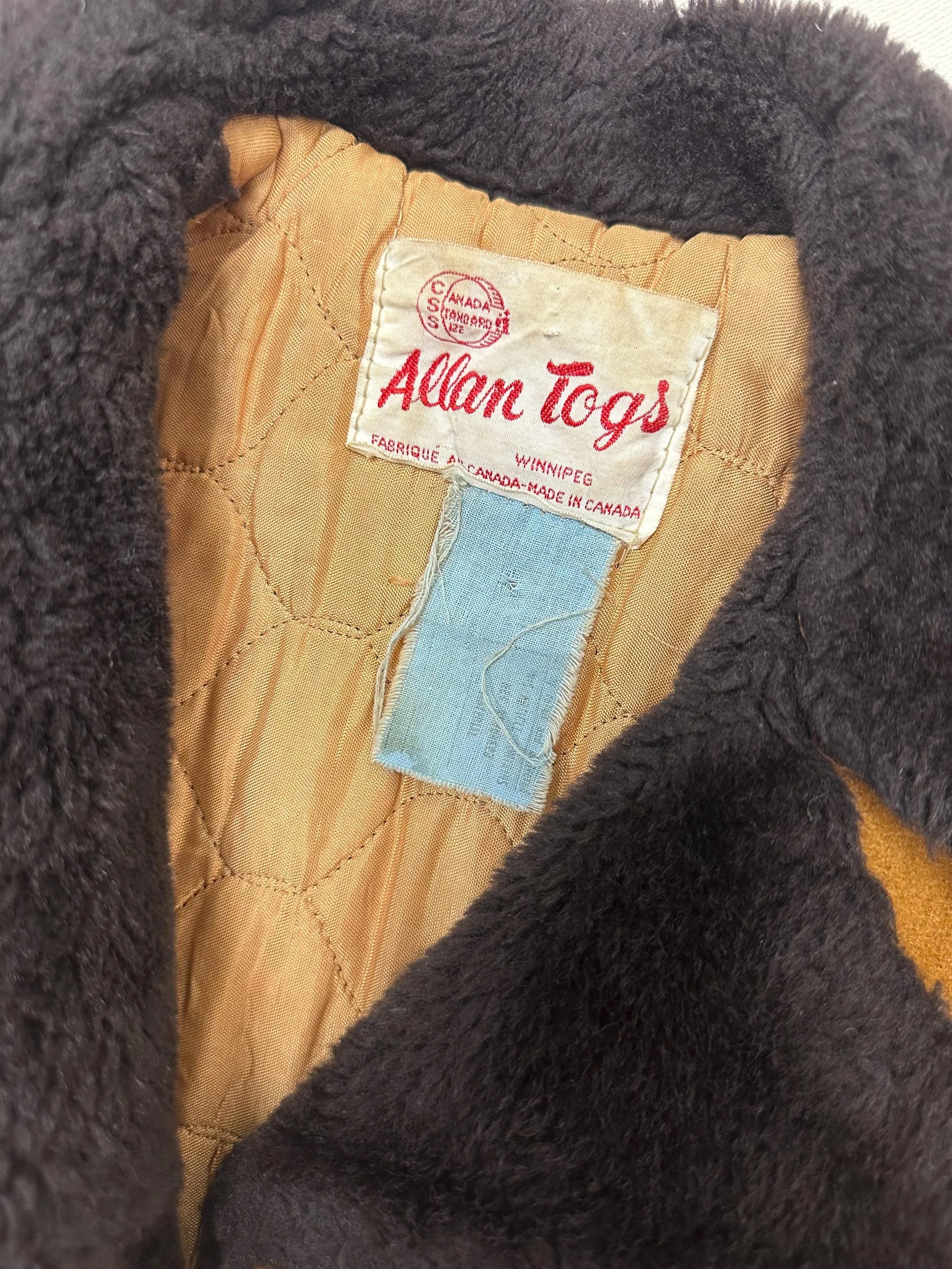 Vintage 1950s Kids Mustard Yellow Peacoat | Size 3 | Made in Winnipeg Canada