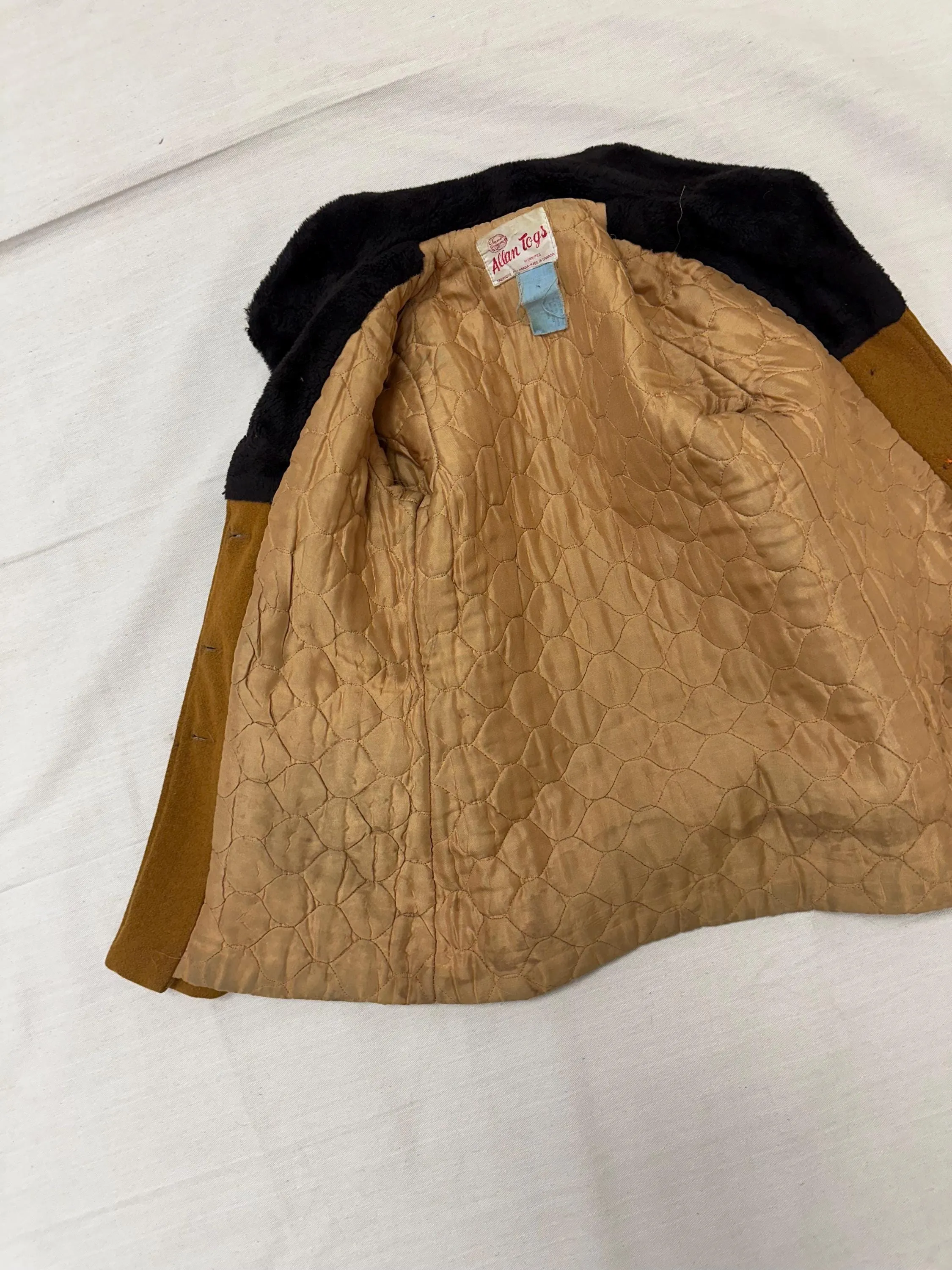 Vintage 1950s Kids Mustard Yellow Peacoat | Size 3 | Made in Winnipeg Canada