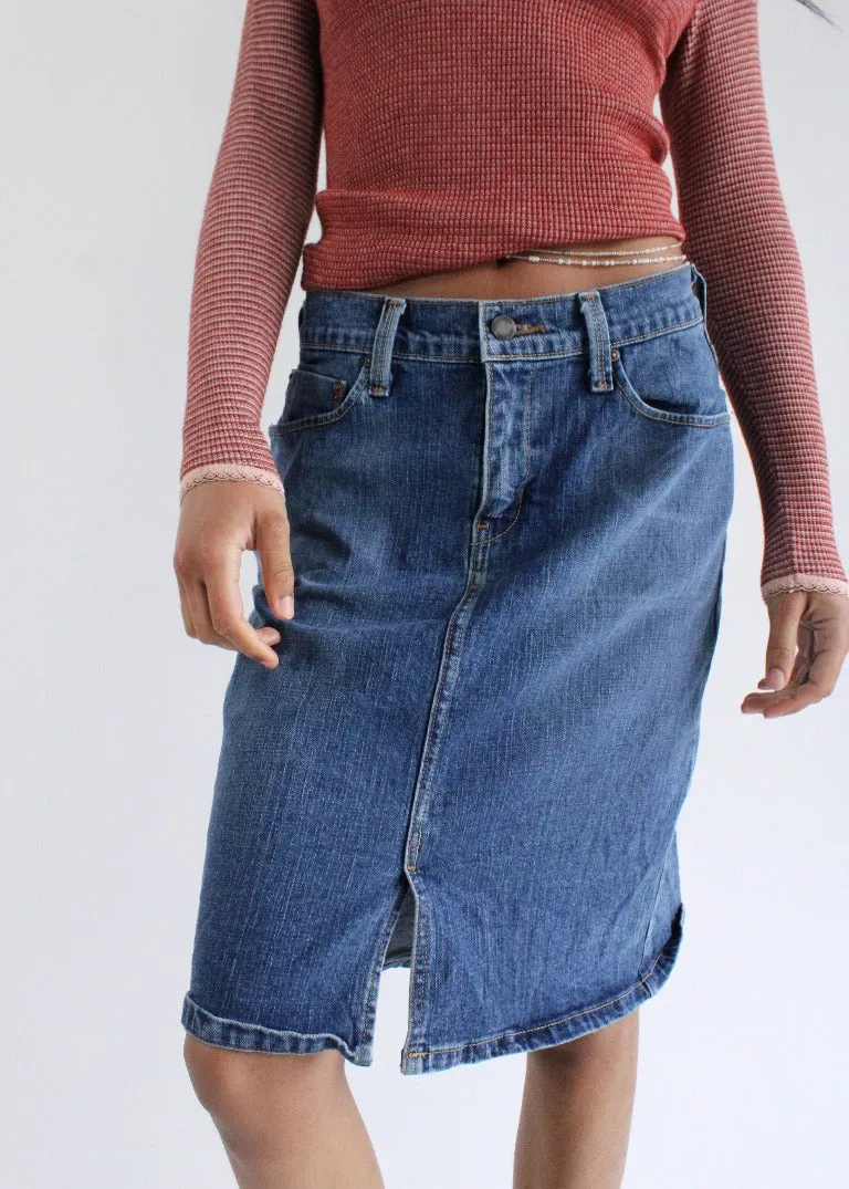 Vintage Denim Midi Skirt J0151