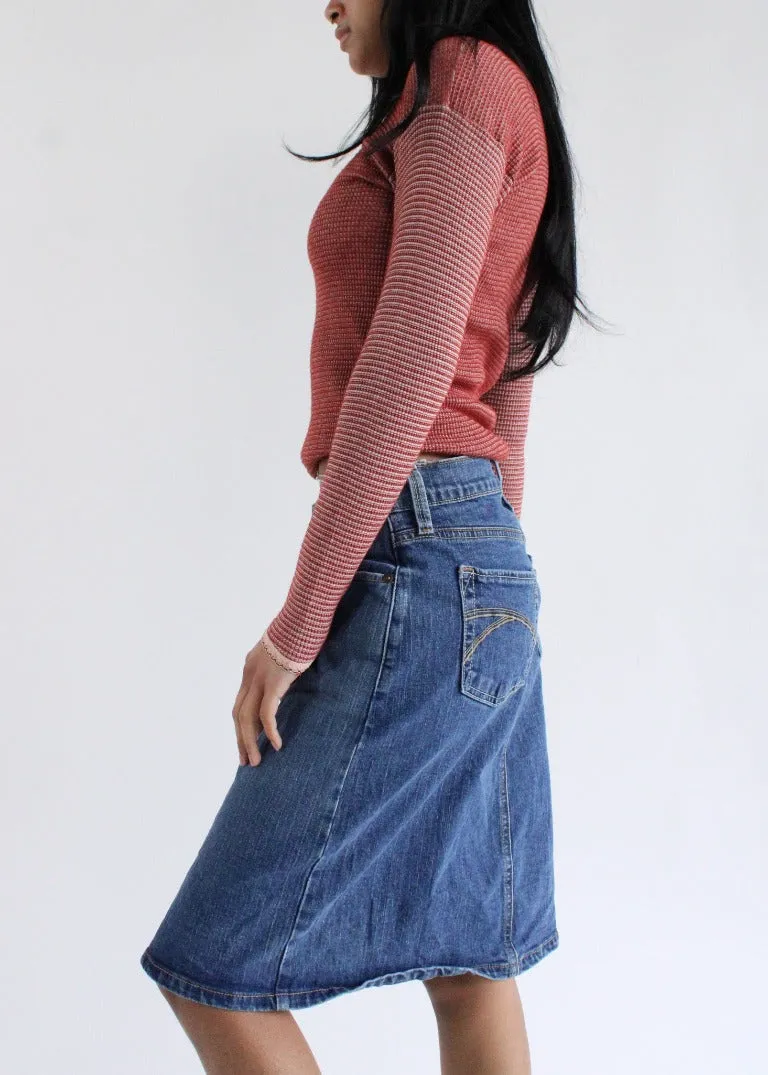 Vintage Denim Midi Skirt J0151