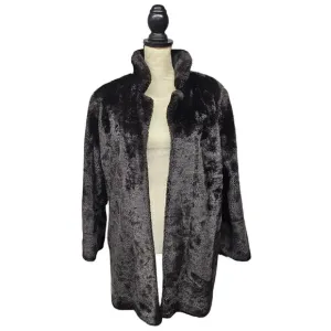 Vintage Faux Fur Hand Sewn Open Front Jacket Womens XL Brown Outerwear Winter
