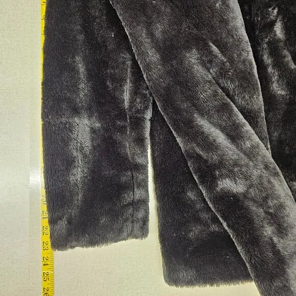 Vintage Faux Fur Hand Sewn Open Front Jacket Womens XL Brown Outerwear Winter