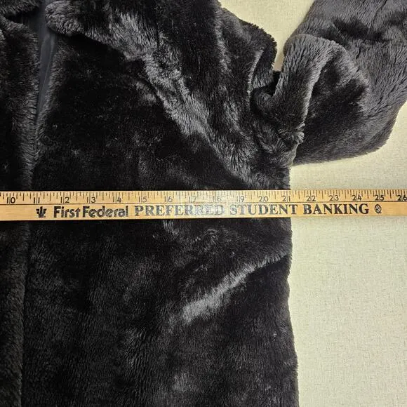 Vintage Faux Fur Hand Sewn Open Front Jacket Womens XL Brown Outerwear Winter