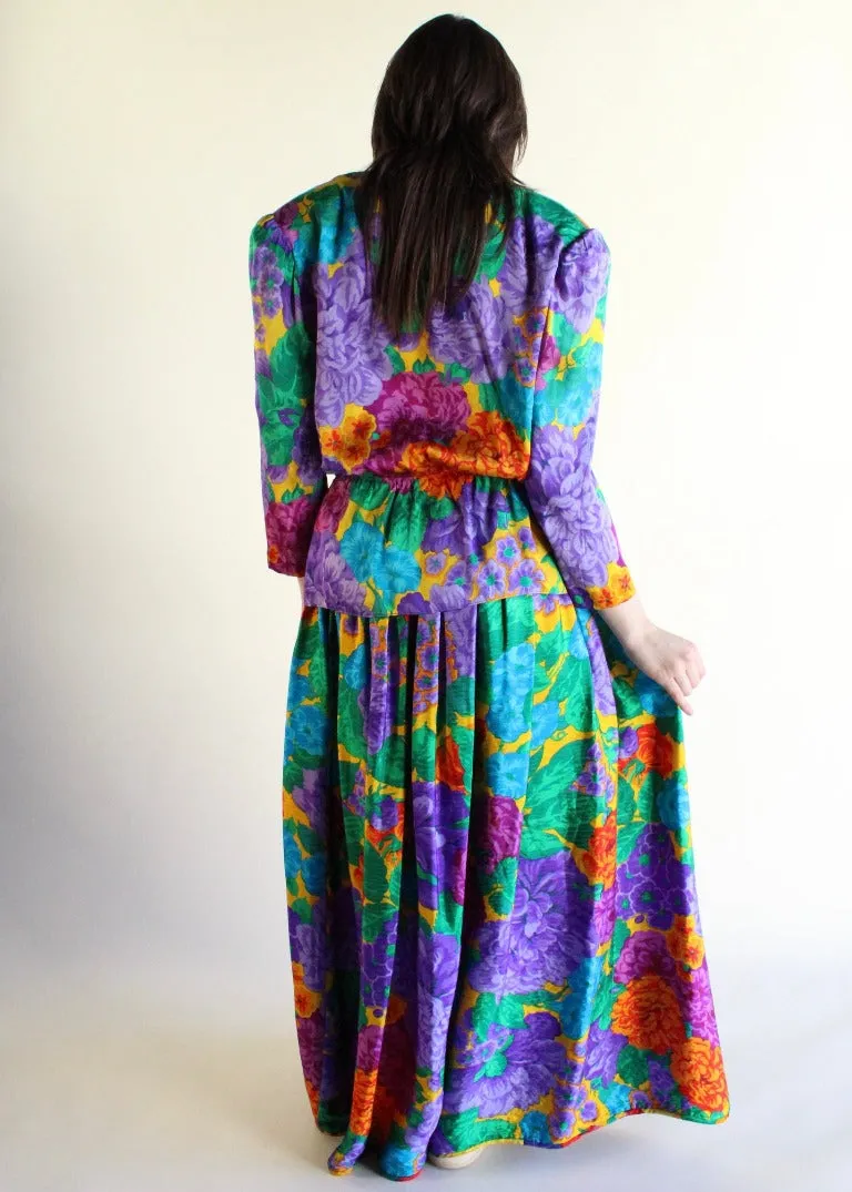 Vintage Floral Shirt & Skirt Set D0226