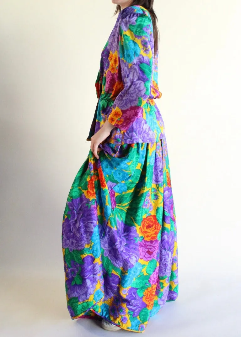 Vintage Floral Shirt & Skirt Set D0226