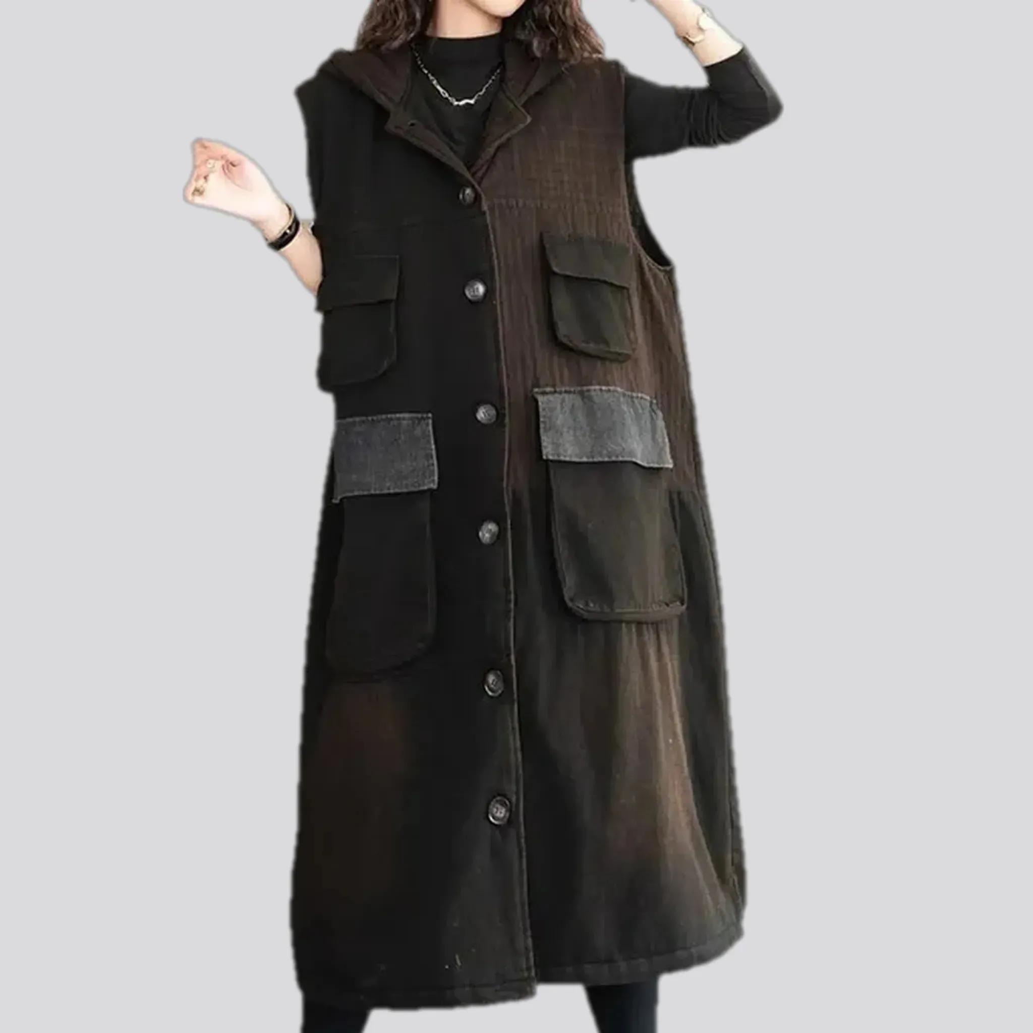 Vintage style denim coat for women