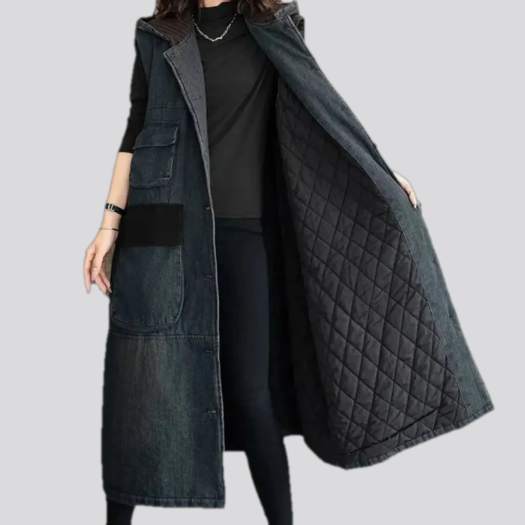 Vintage style denim coat for women