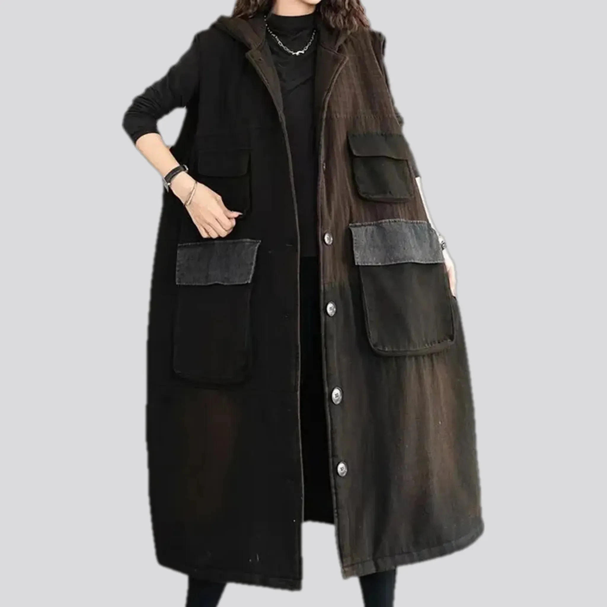 Vintage style denim coat for women