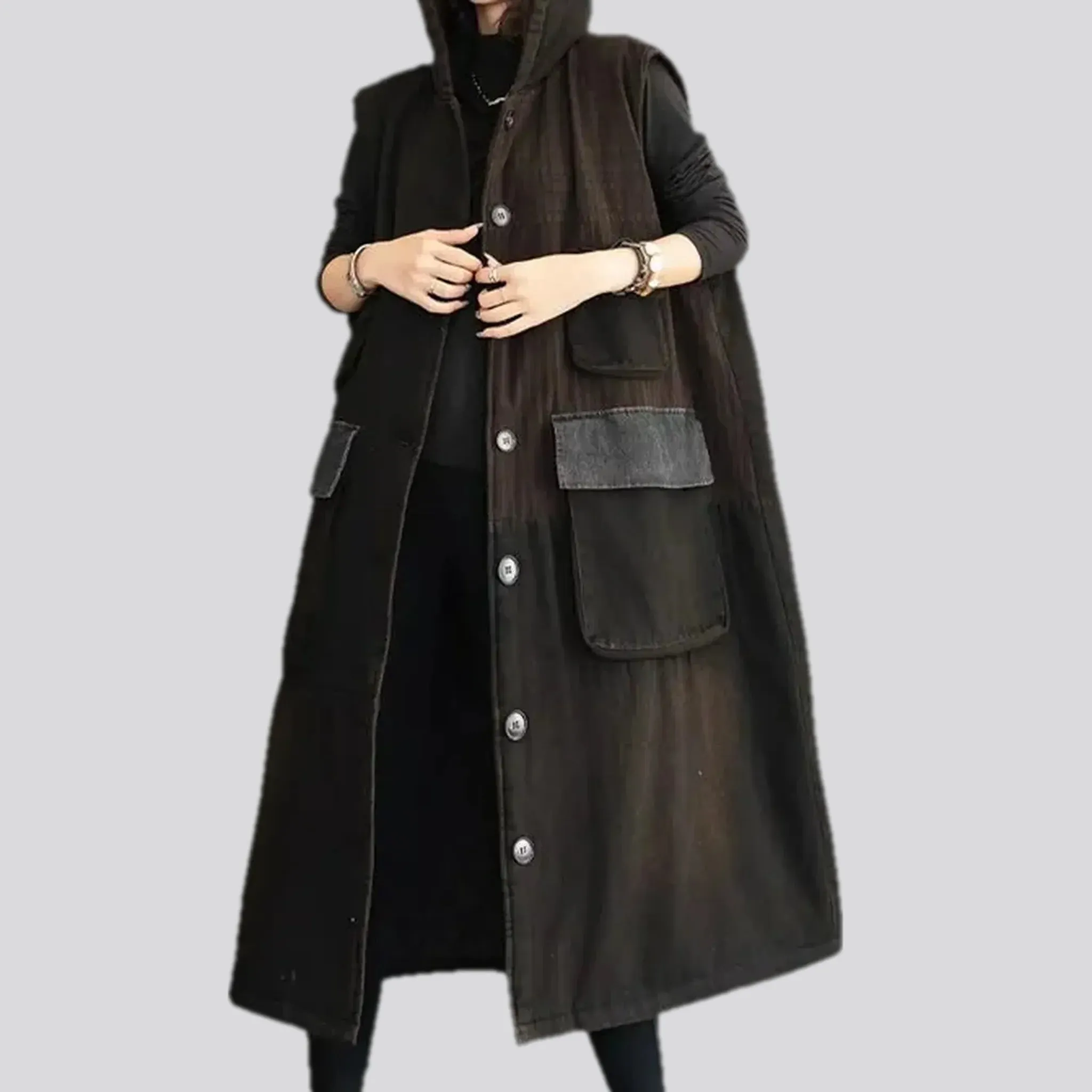 Vintage style denim coat for women