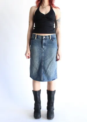 Vintage Y2K Denim Midi Skirt J0027
