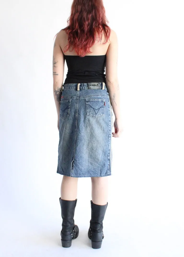Vintage Y2K Denim Midi Skirt J0027