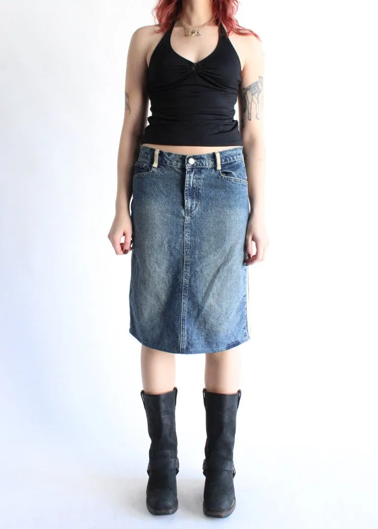 Vintage Y2K Denim Midi Skirt J0027