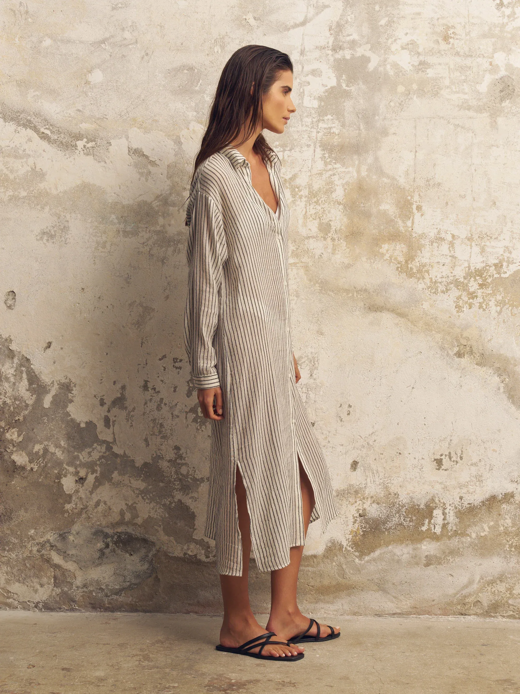 Voyage Shirt Dress Black Stripes