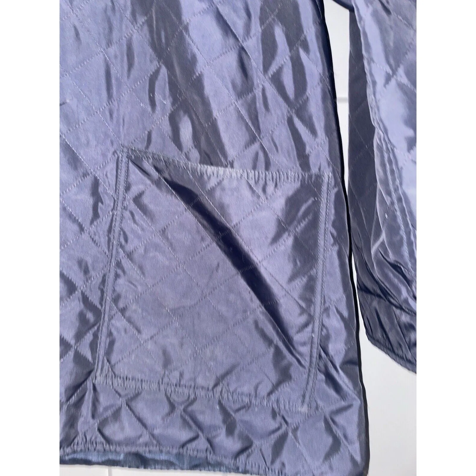 VTG Salvatore Ferragamo Women's Quilted Jacket Navy Blue Gold Button Lightweight - Size Large
