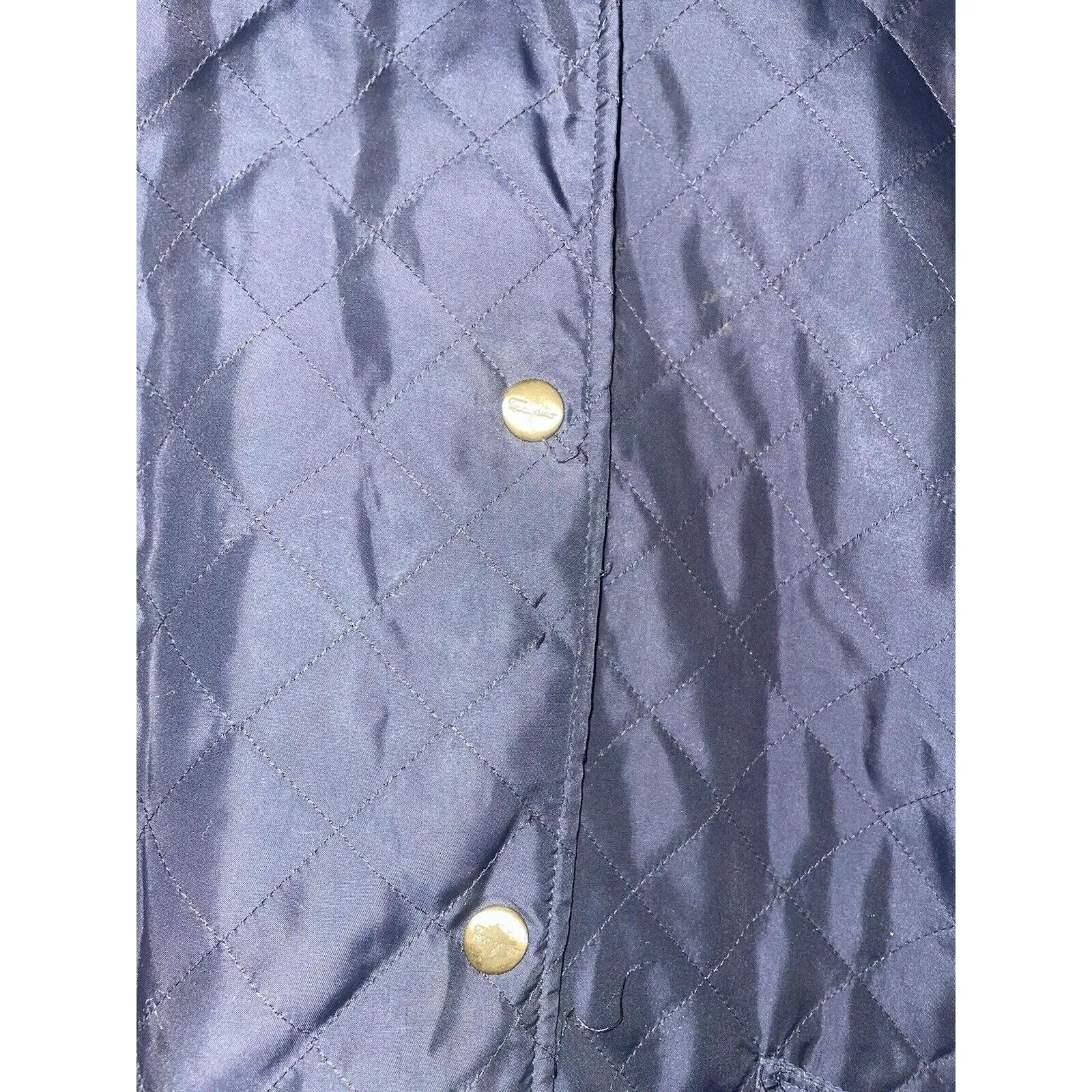 VTG Salvatore Ferragamo Women's Quilted Jacket Navy Blue Gold Button Lightweight - Size Large