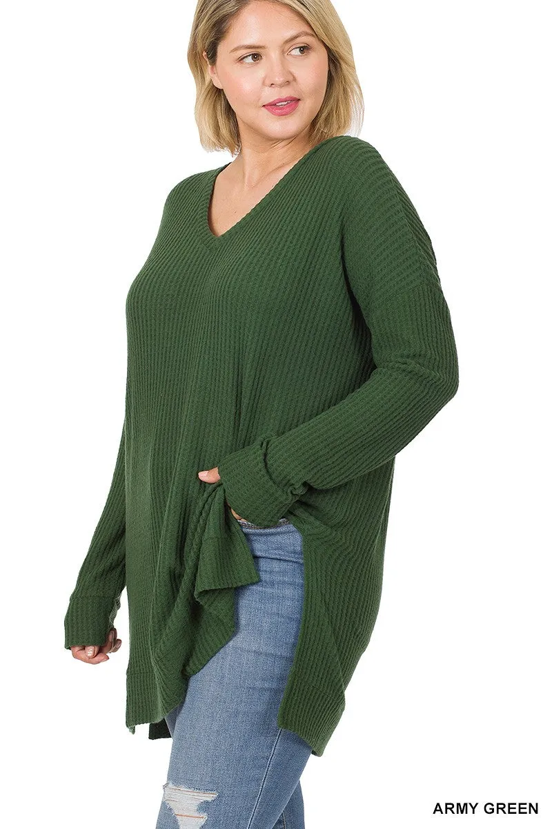 Waffle Knit Sweater in Black