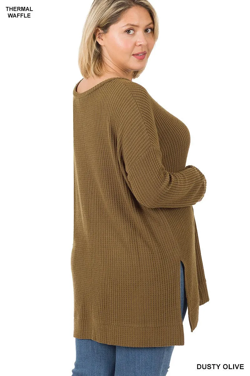 Waffle Knit Sweater in Black