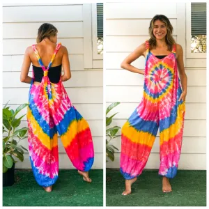 Wanderer’s Dream Hand Dyed Hippie Racerback Dungarees Jumpsuit Romper