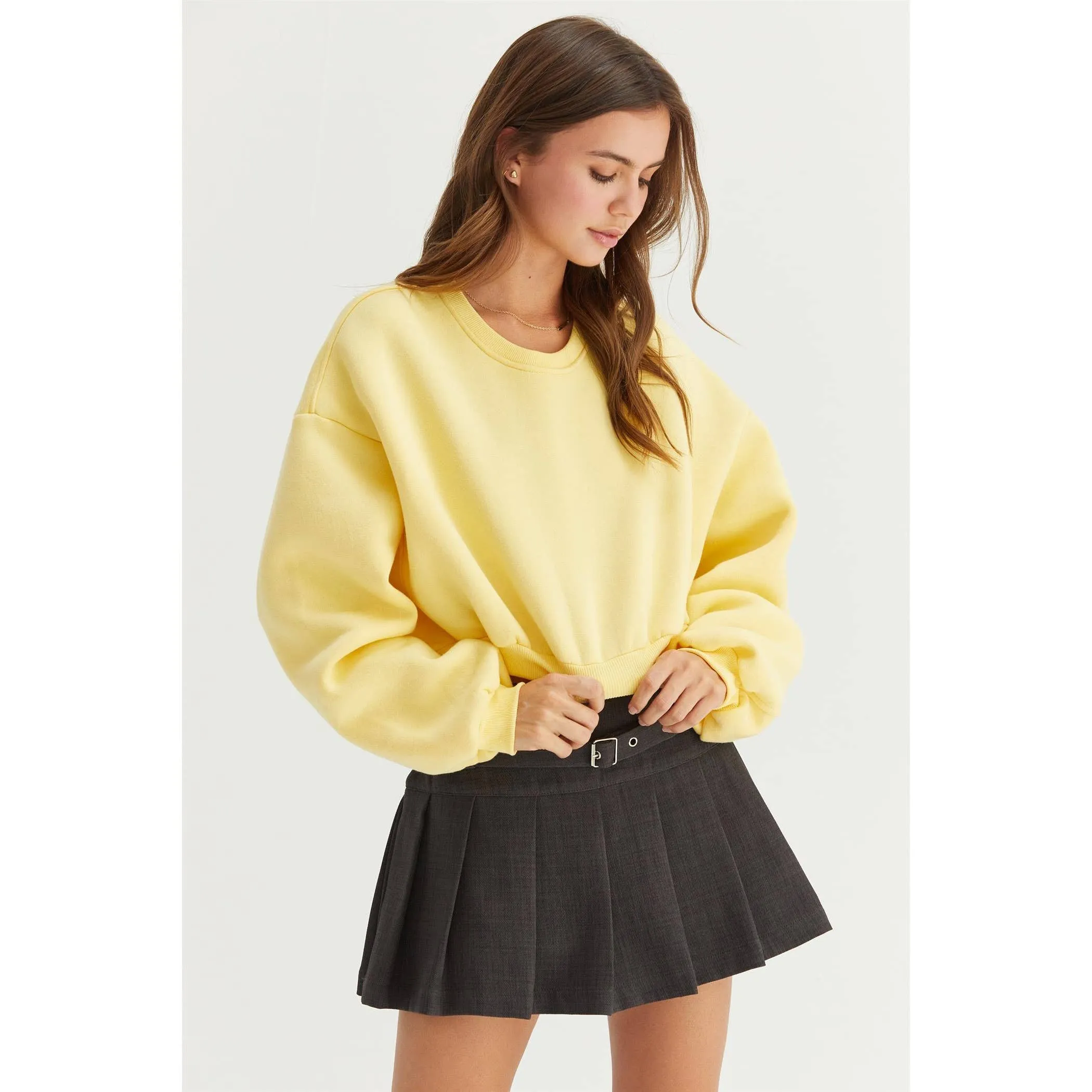 Washed French Terry Cropped HYFVE Sweatshirt: Charcoal
