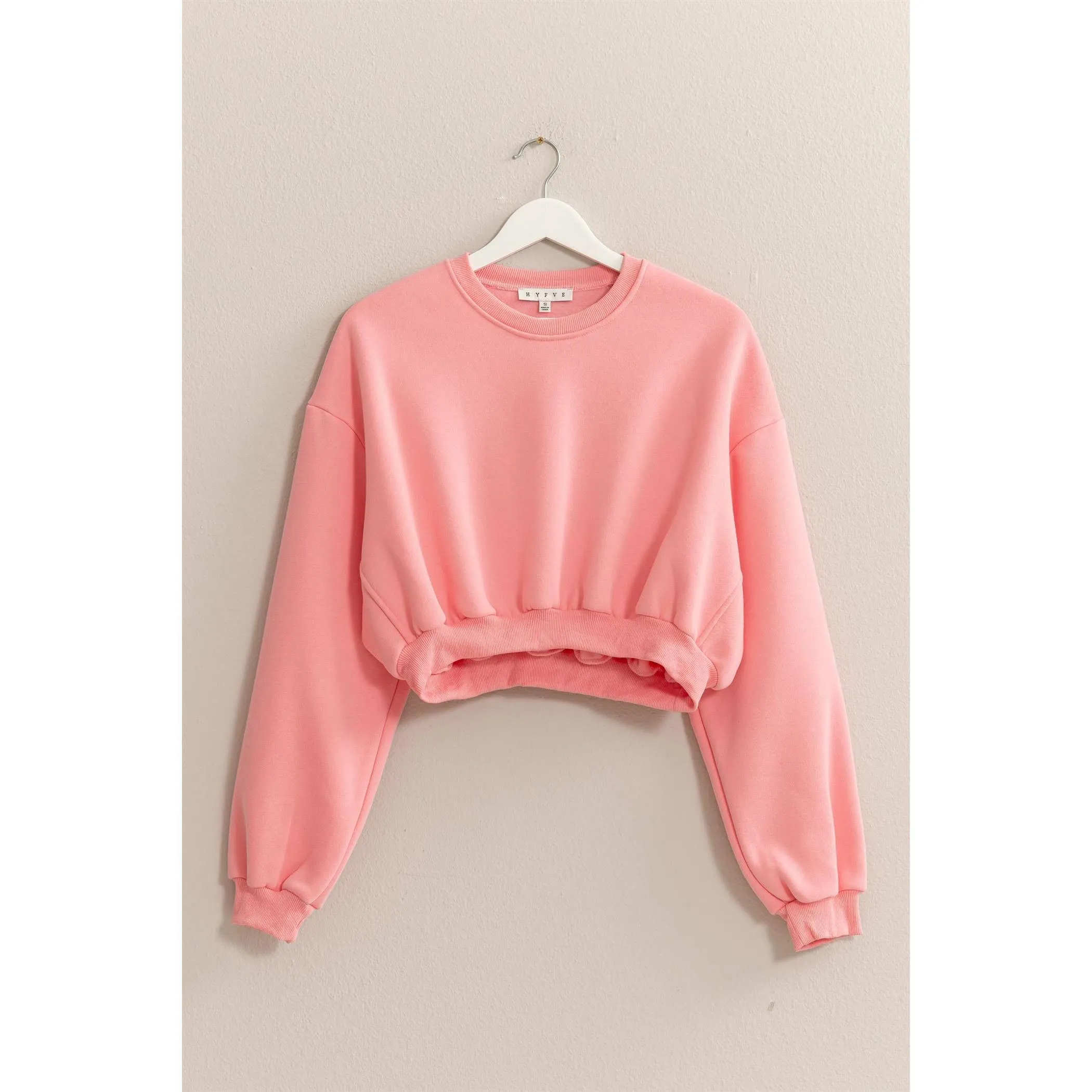 Washed French Terry Cropped HYFVE Sweatshirt: Charcoal