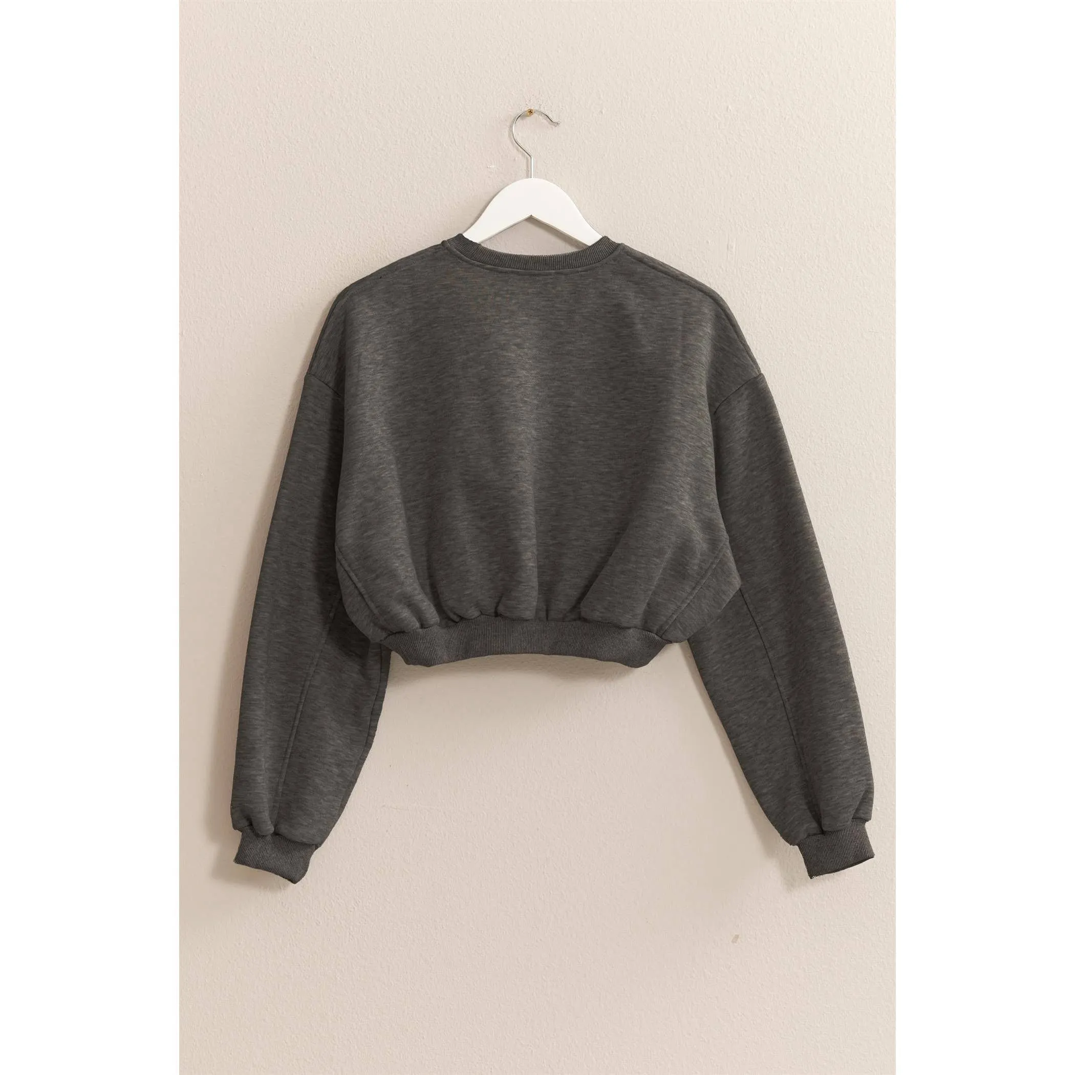 Washed French Terry Cropped HYFVE Sweatshirt: Charcoal