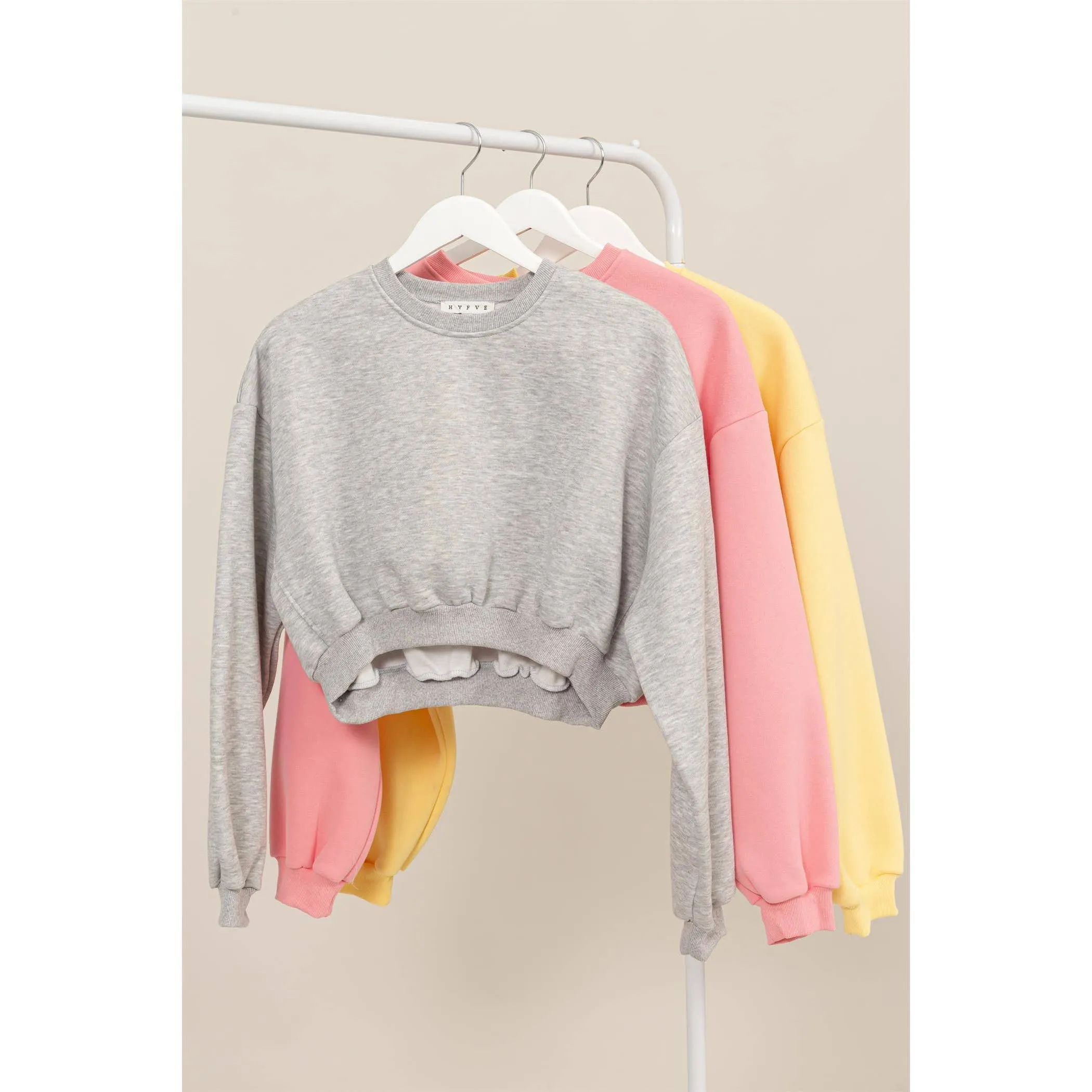 Washed French Terry Cropped HYFVE Sweatshirt: Charcoal