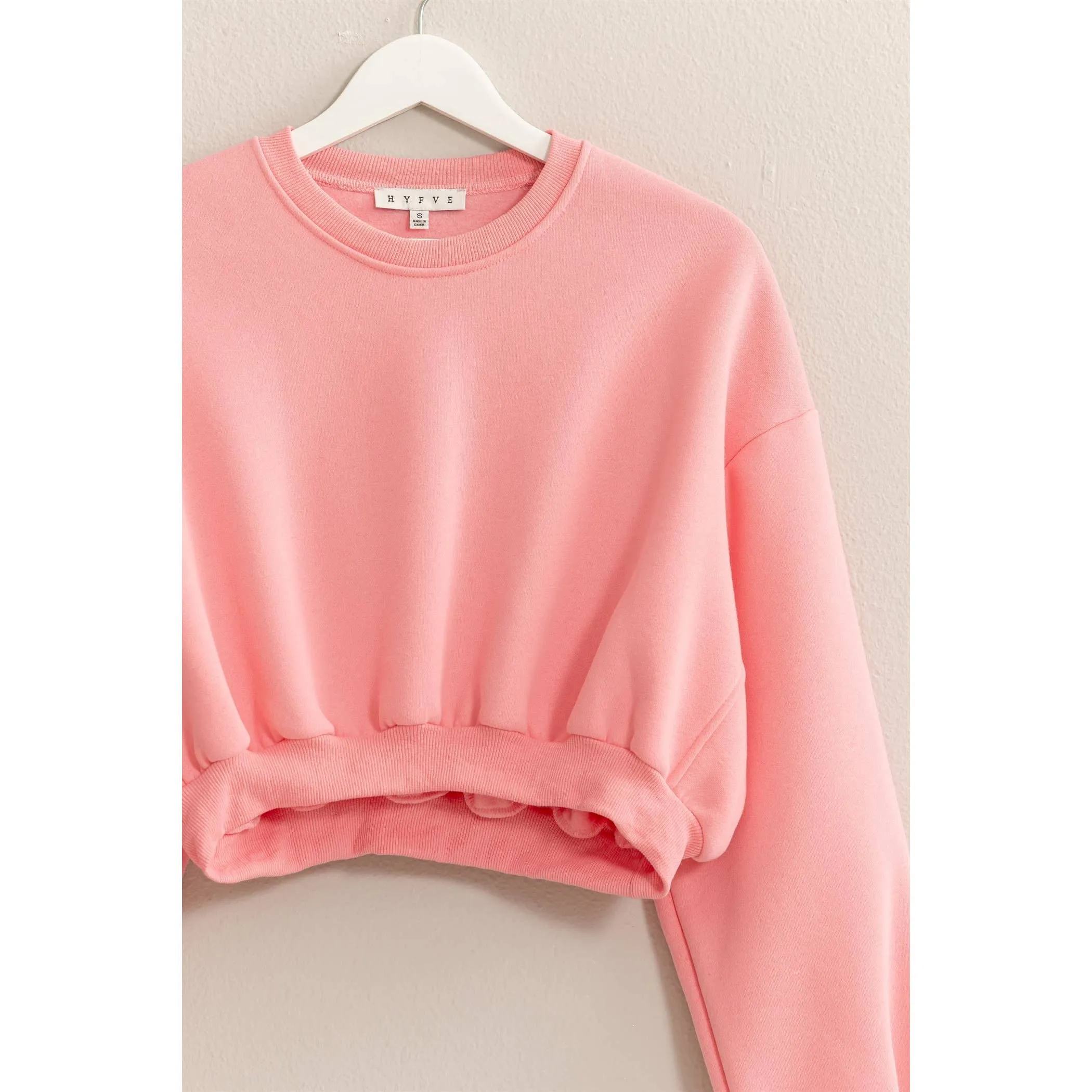 Washed French Terry Cropped HYFVE Sweatshirt: Charcoal