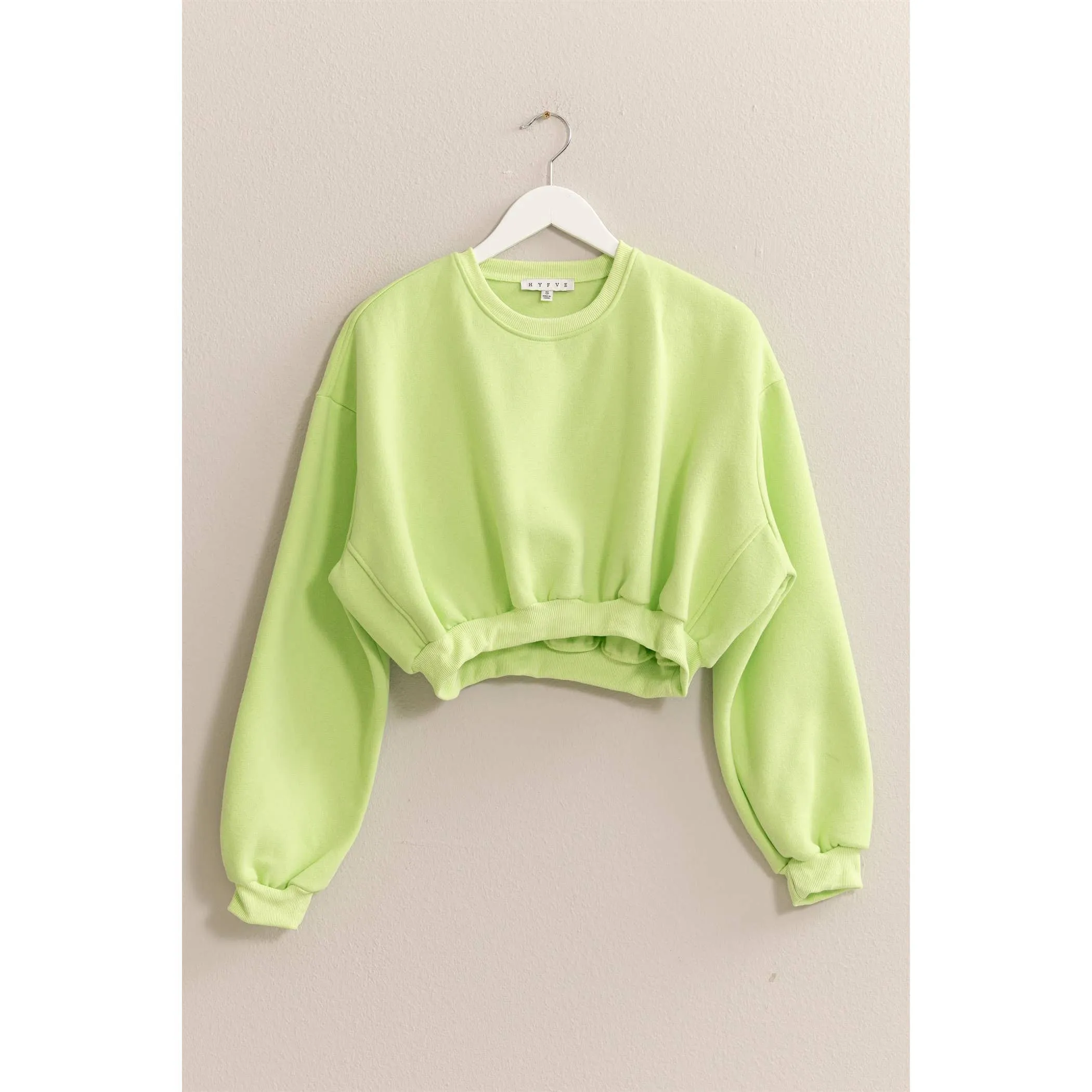 Washed French Terry Cropped HYFVE Sweatshirt: Charcoal