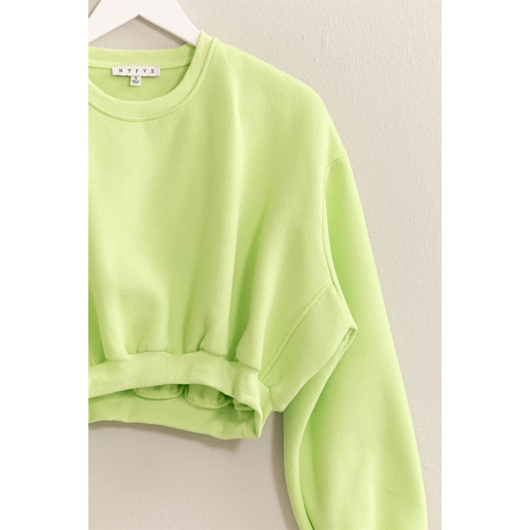 Washed French Terry Cropped HYFVE Sweatshirt: Charcoal