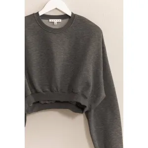 Washed French Terry Cropped HYFVE Sweatshirt: Charcoal