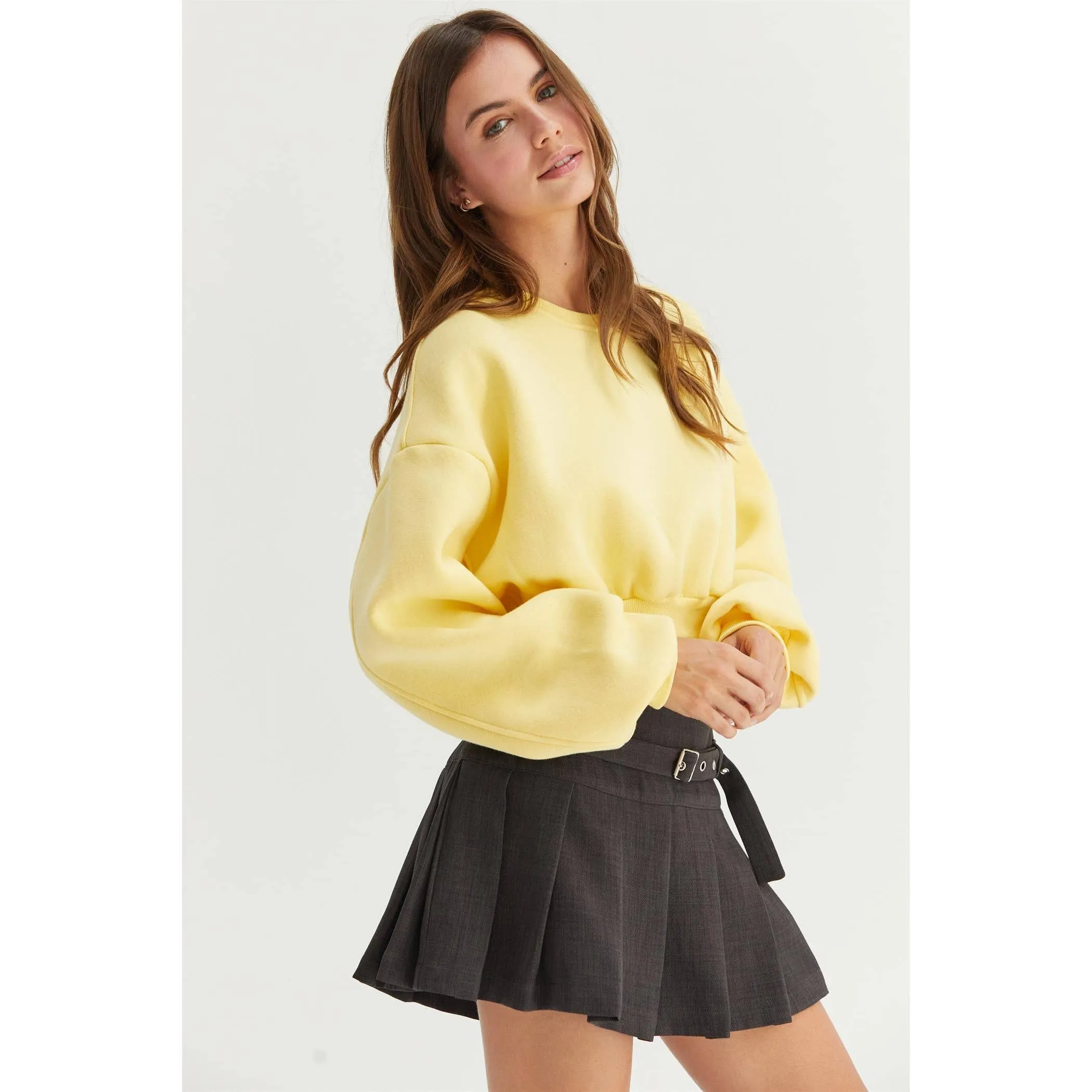 Washed French Terry Cropped HYFVE Sweatshirt: Charcoal