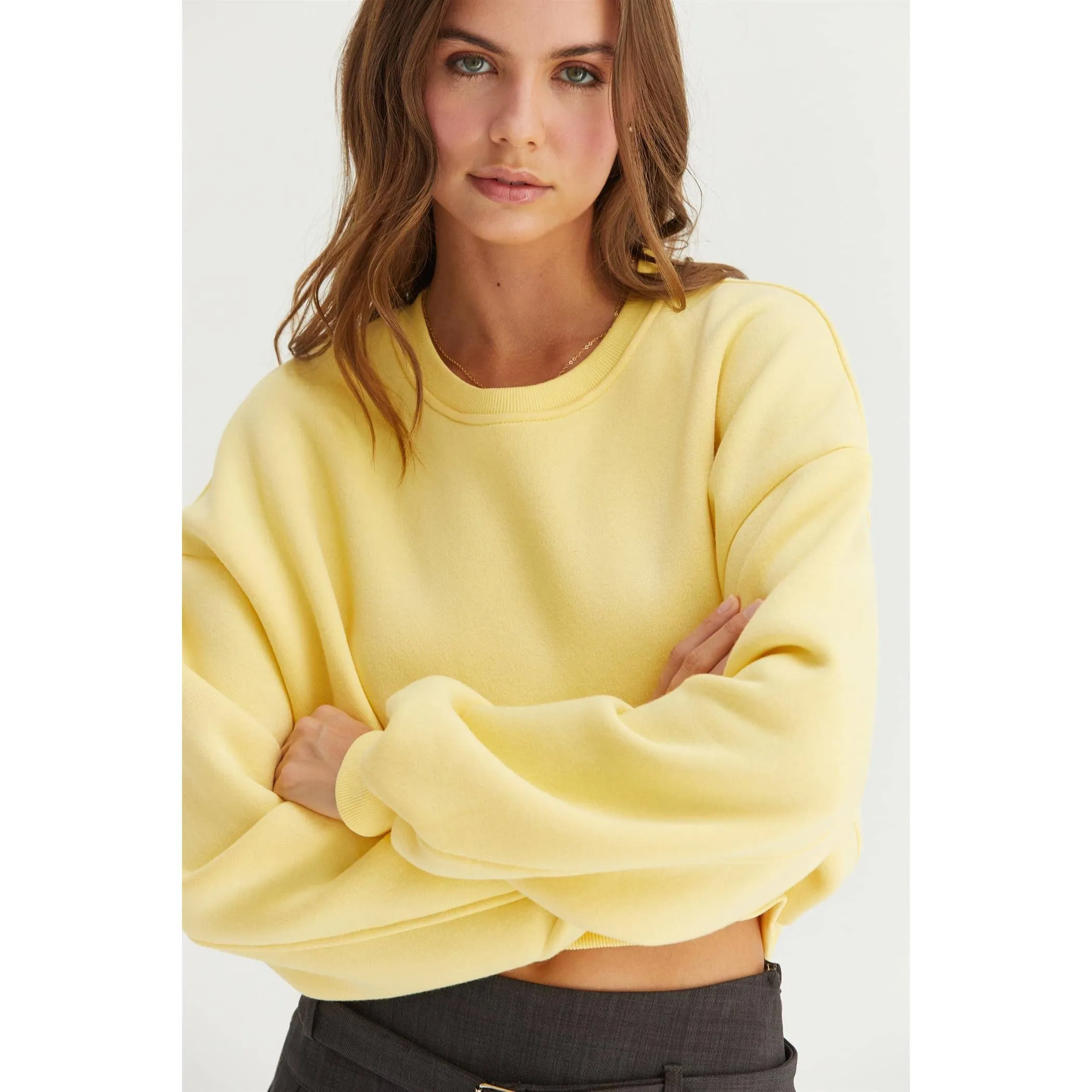 Washed French Terry Cropped HYFVE Sweatshirt: Charcoal