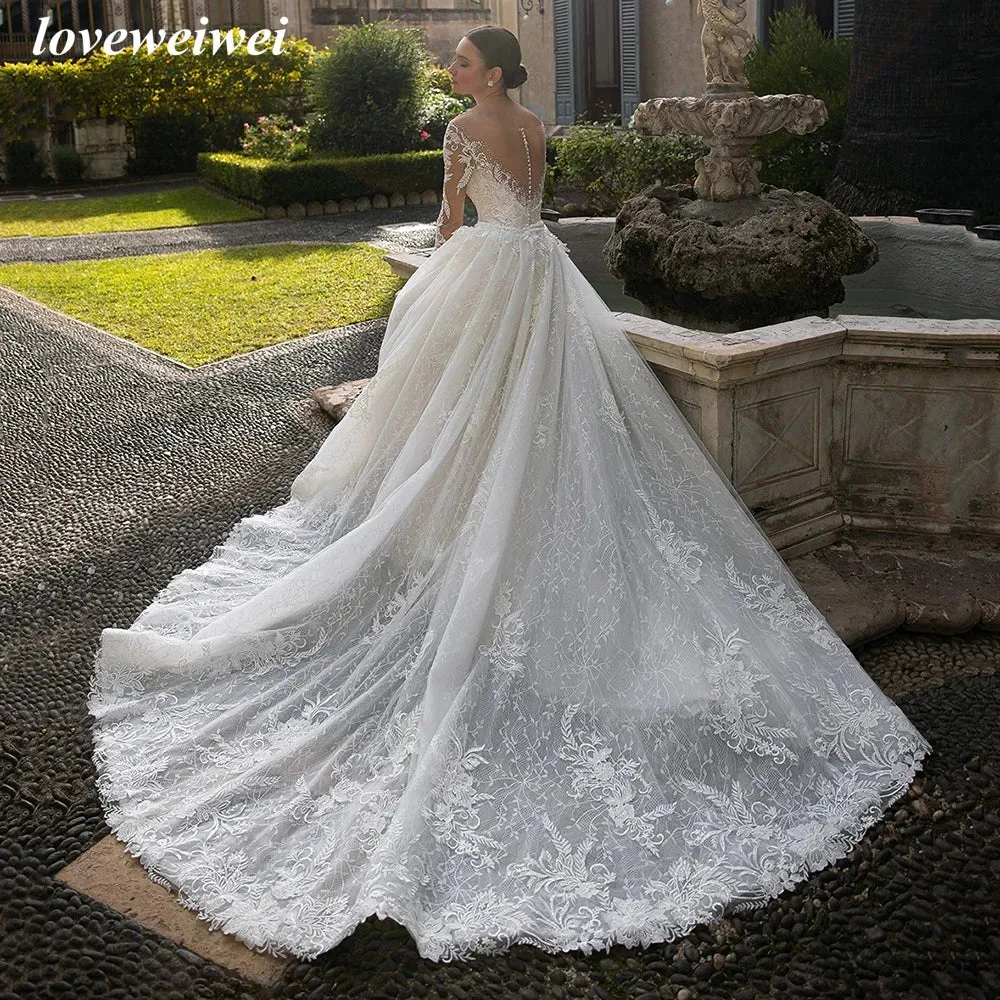Wedding Dress Detachable A-Line Skirt Bridal Gown