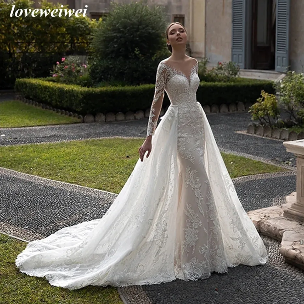 Wedding Dress Detachable A-Line Skirt Bridal Gown