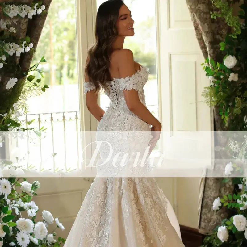 Wedding Dresses For Woman Cap Sleeve Princess Bridal Gown Lace Up Lace-up