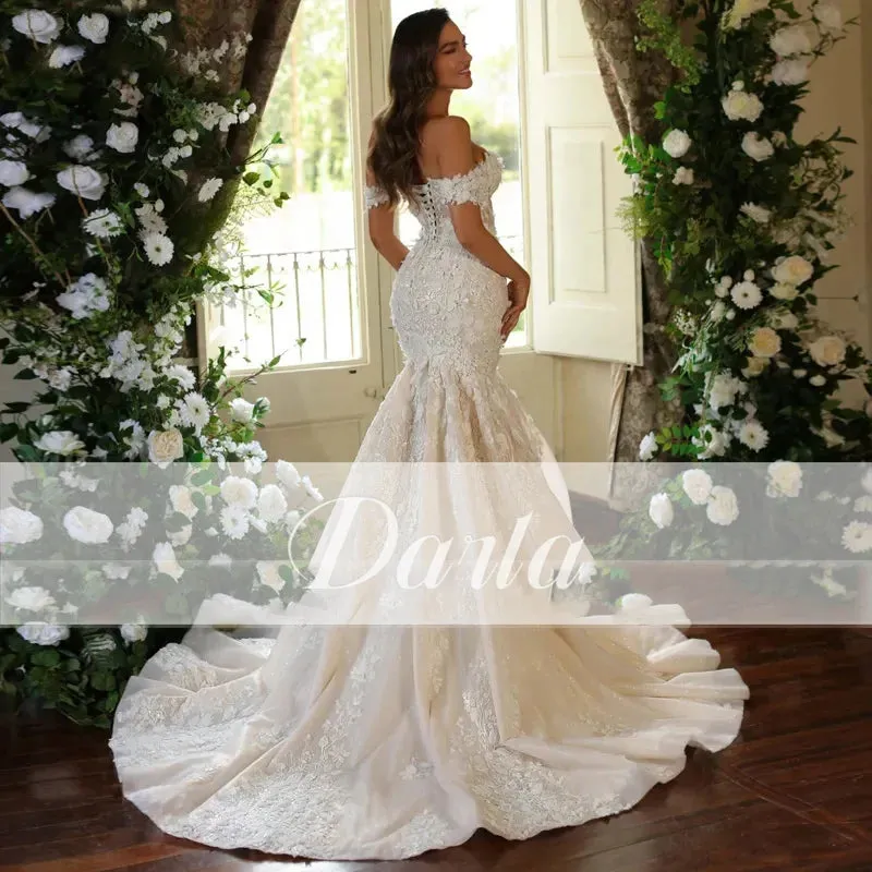 Wedding Dresses For Woman Cap Sleeve Princess Bridal Gown Lace Up Lace-up