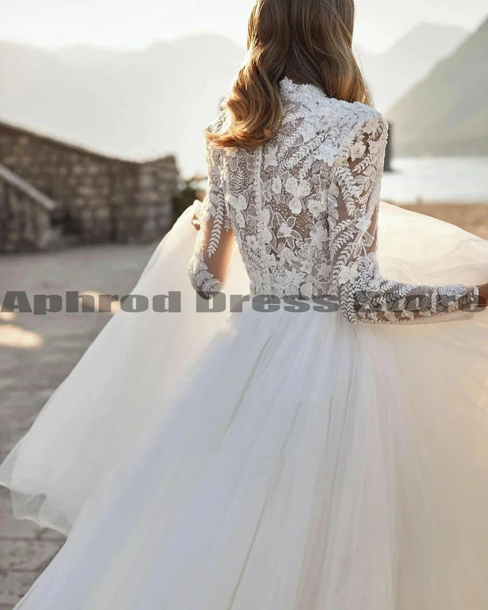 Wedding Dresses Modest O Neck Long Sleeves Muslim Bride Dresses Bridal Gown