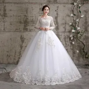 Wedding Guest Dresses: Bridal wedding dress Embroidered Lace on Net Full-sleeve Lace