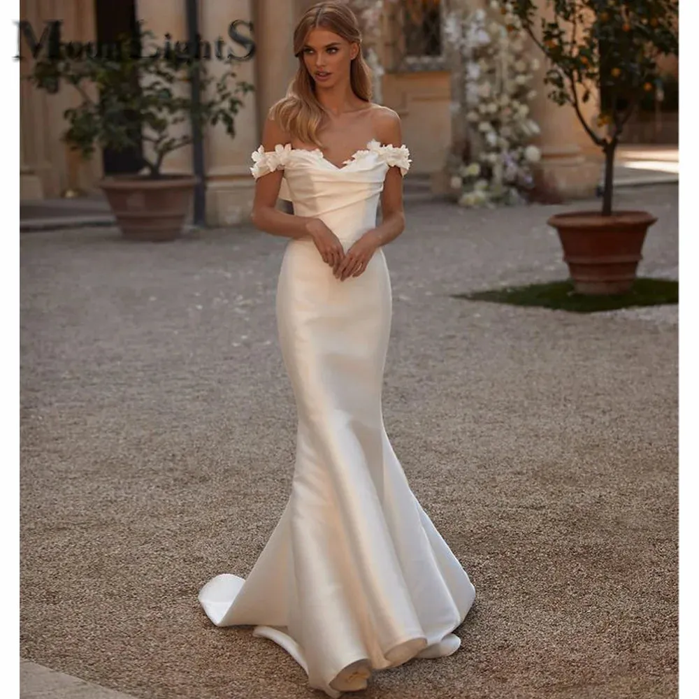 Wedding Guest Dresses:Train Women Long Dresses Party Satin Fabric 3D Blossoms